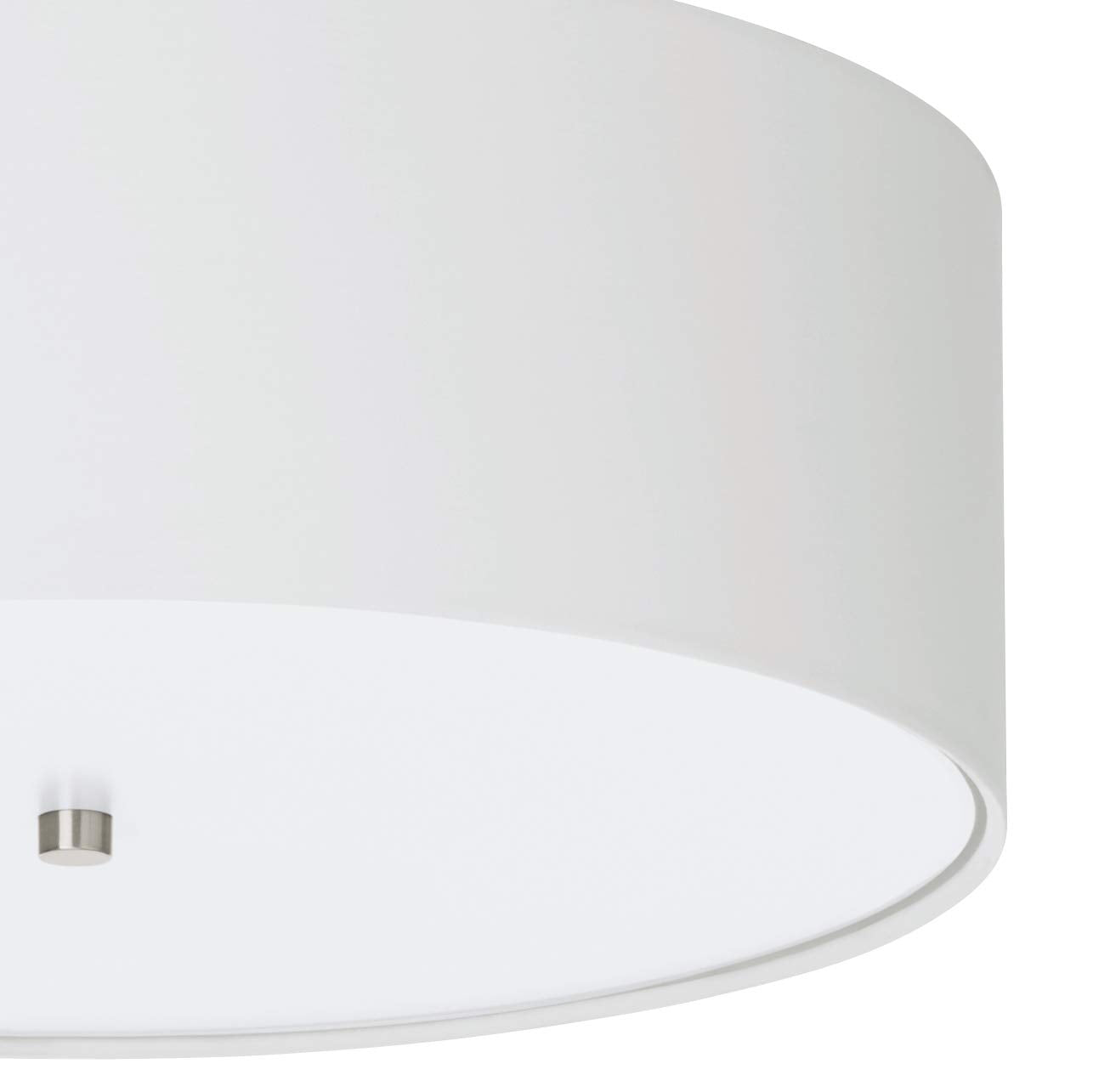 EGLO Pasteri Flush Ceiling Lamp, 3-Bulb Kitchen and Living Room Lighting, Flush Mount Light in Matt Nickel Steel, White Fabric and Glass, E27 Socket,