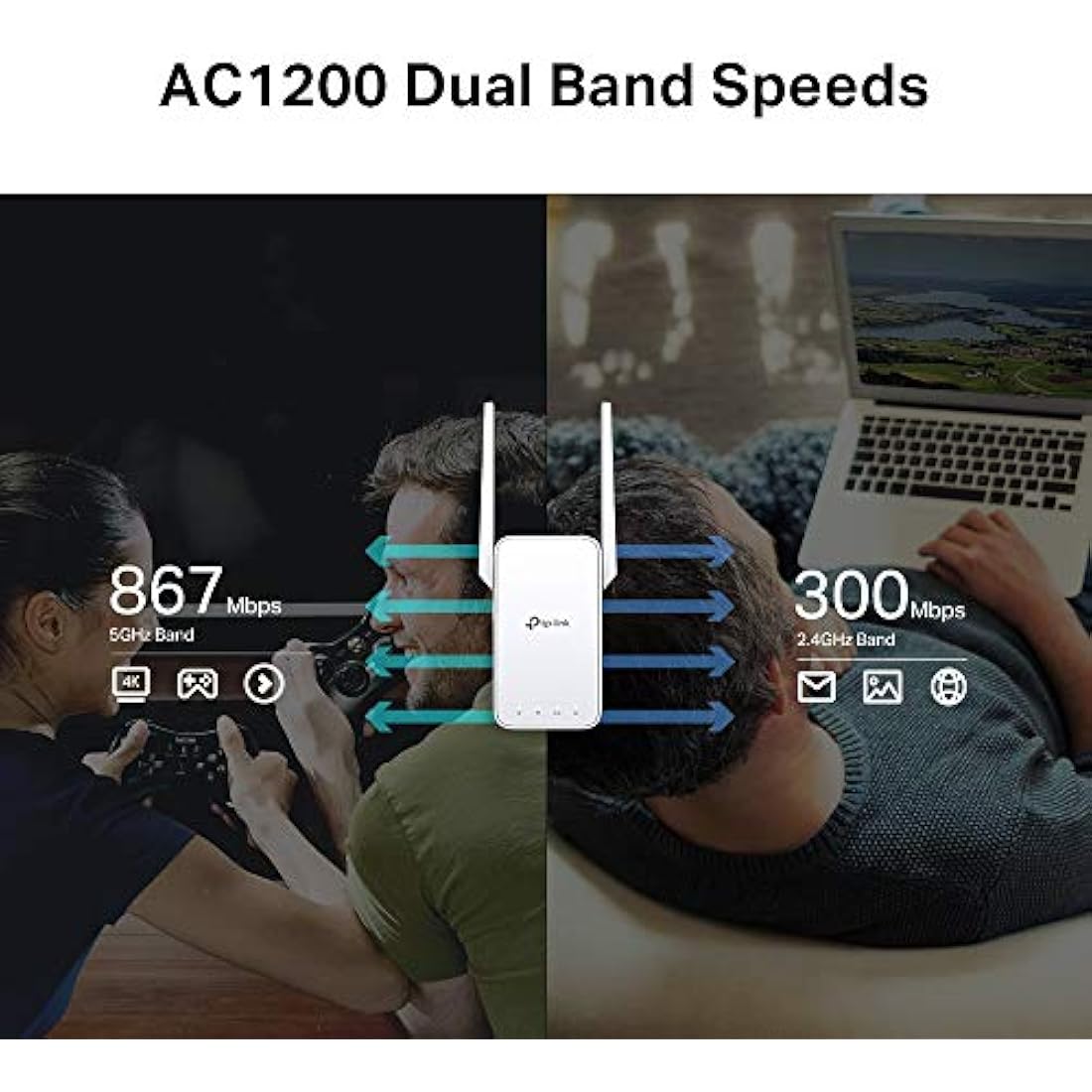 TP-Link RE315 AC1200Mbps WiFi Extender Booster Dual Band, 2 External Antennas, EasyMesh, WiFi Booster Range Extender, Internet Booster, Access Point, Works with Any WiFi Router, Easy Setup, UK Plug