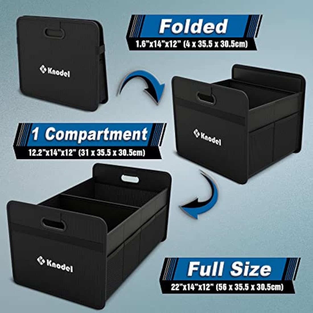 K KNODEL Car Boot Organiser, Foldable Car Boot Storage, Automotive Consoles & Organisers (Medium, Black)