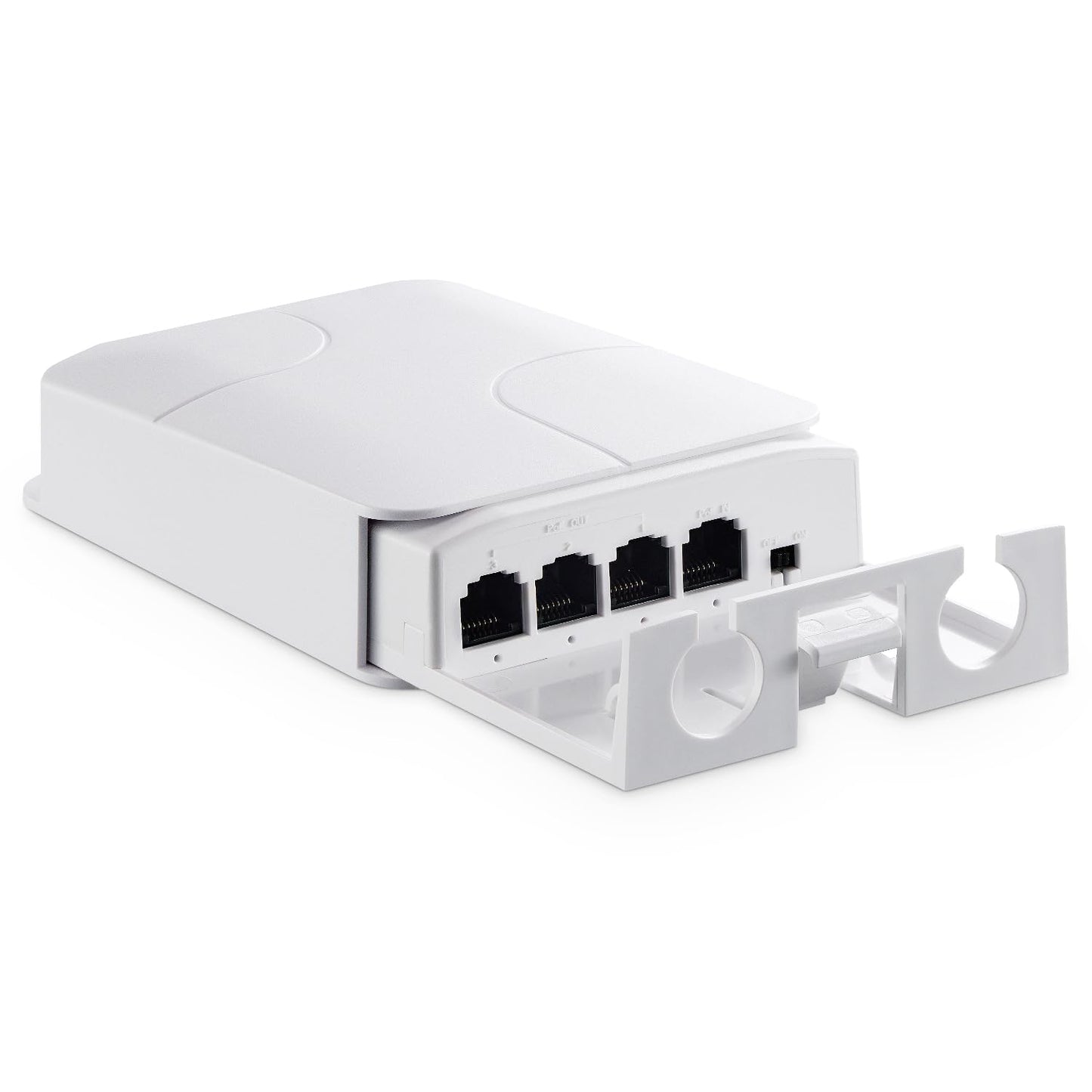 YuLinca Outdoor 4 Port PoE Extender, 1 PoE in 3 PoE Out, IEEE 802.3 af/at 30W PoE Repeater with 10/100Mbps, Wall Mount Waterproof POE Passthrough