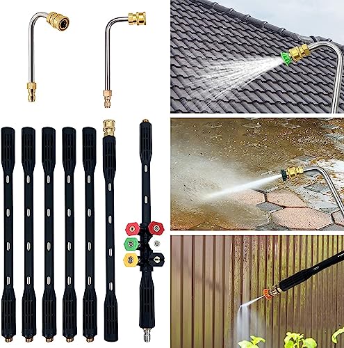 Pressure Washer Extension Wand - 9 Pack Gutter Cleaning Tools Extension Wand, Power Washer Replacement Lance with 5 Nozzle Tips, 1/4" Quick Connect,