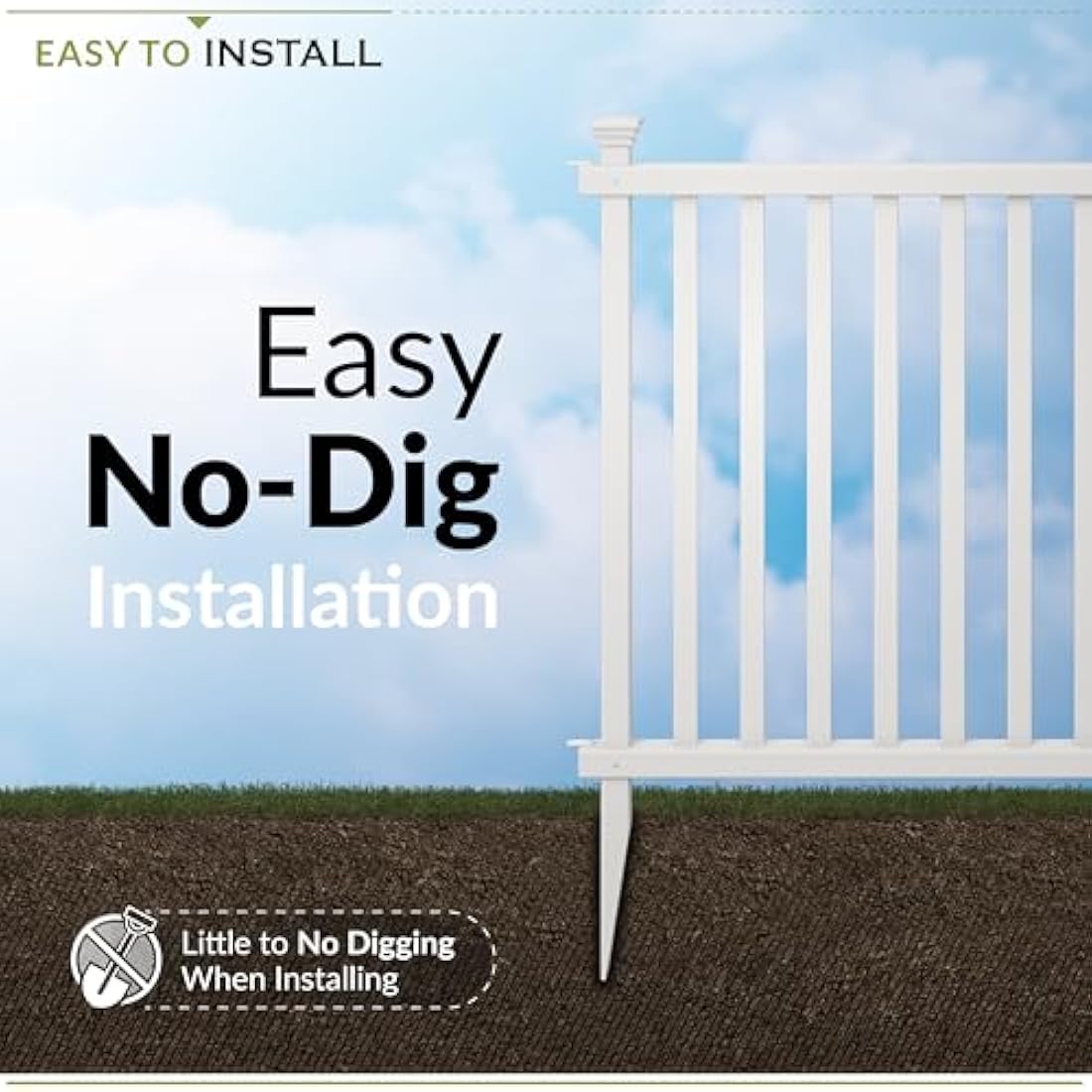 Zippity Outdoor Products ZP19037 No Dig Baskenridge Semi-Permanent Vinyl Fence, White (36in H x 42in W)-2 Pack, 36" H x 42" W(Flat)