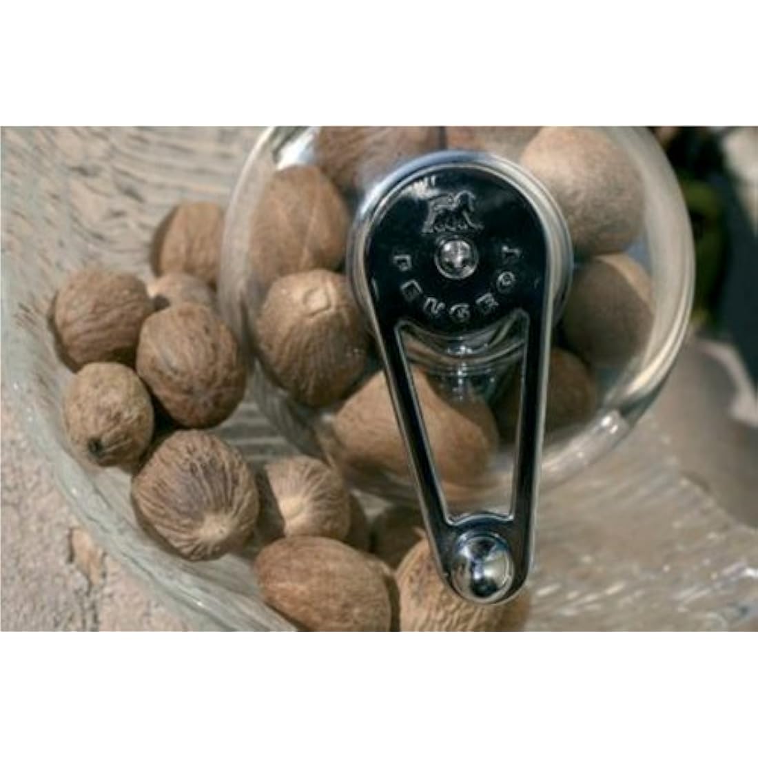 PEUGEOT - Tidore 11 cm Nutmeg Grinder - with Storage Compartment - Acrylic - Made in France - Transparent Colour