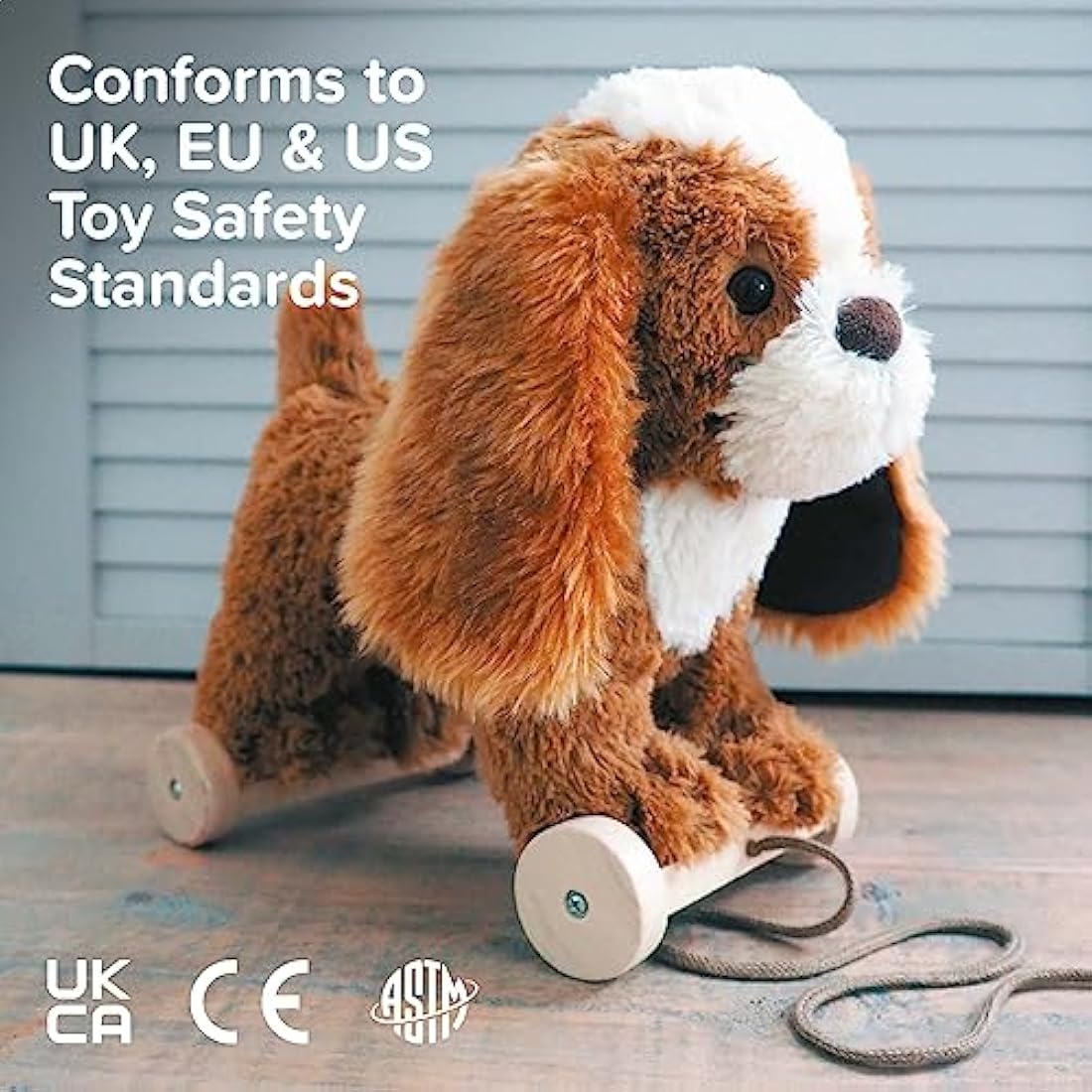 Little Bird Told Me - Peanut Pup Pull Along Toy for Baby 6+ Months Unisex - 2-in-1 Soft Toy, Removable Wheels, Sensory Plush Fabric - British Brand Since 2007