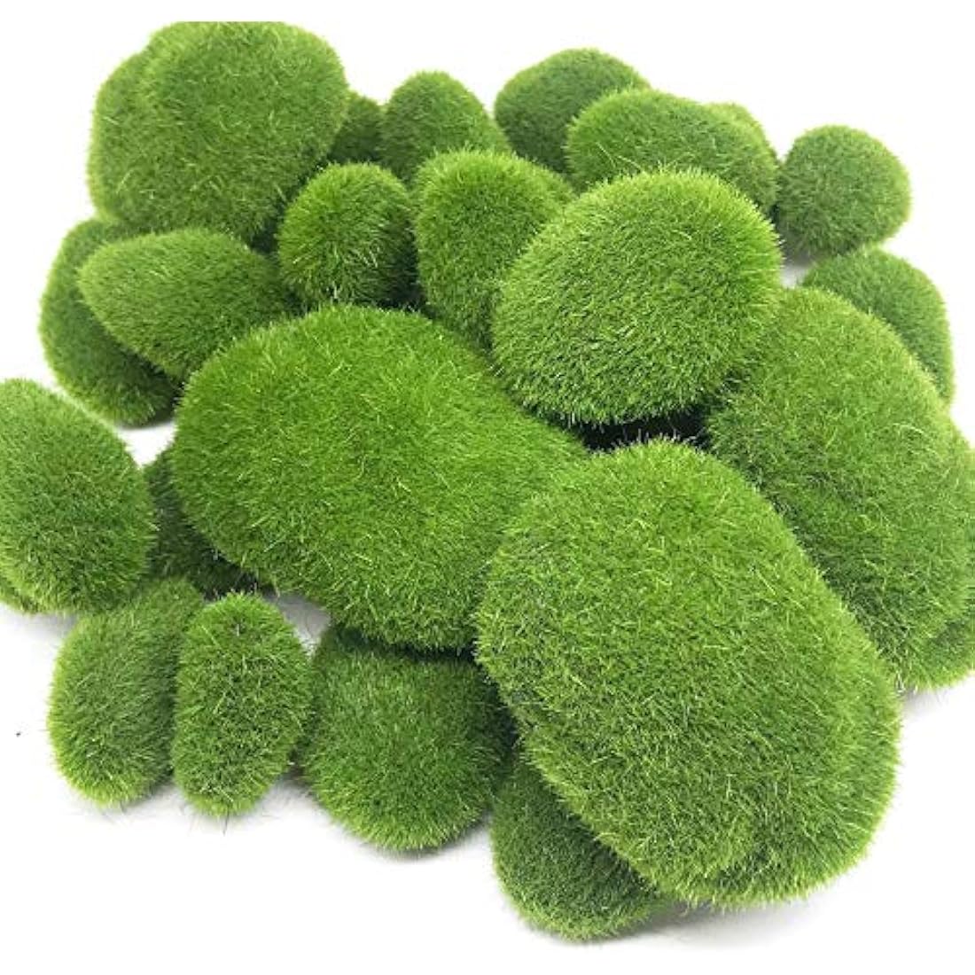 Woohome 30 PCS 3 Size Artificial Moss Rocks Decorative, Green Moss Balls, Fake Moss Decor for Floral Arrangements, Fairy Gardens and Crafting