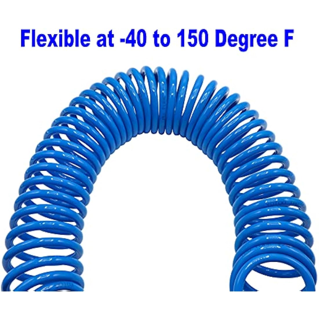 YOTOO 2 Pcs Air Compressor Hose Polyurethane Recoil 10m Long 6mm ID x 9.5mm OD with Bend Restrictor, 1/4" Europe Quick Coupler and Plug, Blue
