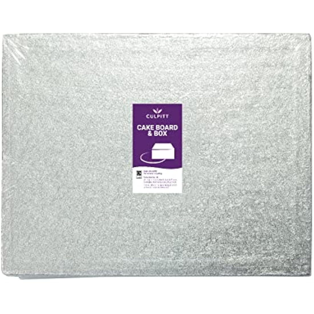 Culpitt 18" x 14" (457 x 355mm) Cake Board & White Cake Box Combo, Oblong Silver Fern Cake Drum With Matching Box, 0.5'' (13mm) Thick, Rectangular Cake Transport, Single Pack