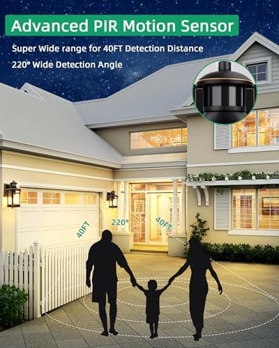 Lamomo Outdoor Wall Lights,Security Motion Sensor Lights Outdoor with Bulb,Waterproof Aluminum Dusk Till Dawn Outside Lights,3 Lighting Modes Wall Lantern Sconce with Sensor for Garden Doorway, Black