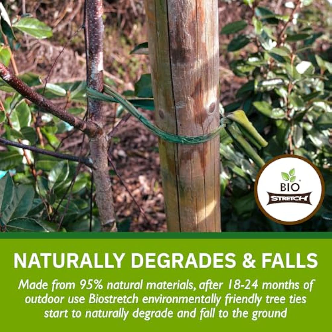 Biostretch Extra Wide Soft Tree Ties - Strong & Stretchy Support for Large Plants & Young Trees - Cut-to-Length Garden Tape for Home & Professional Gardening (16M / 52 ft)
