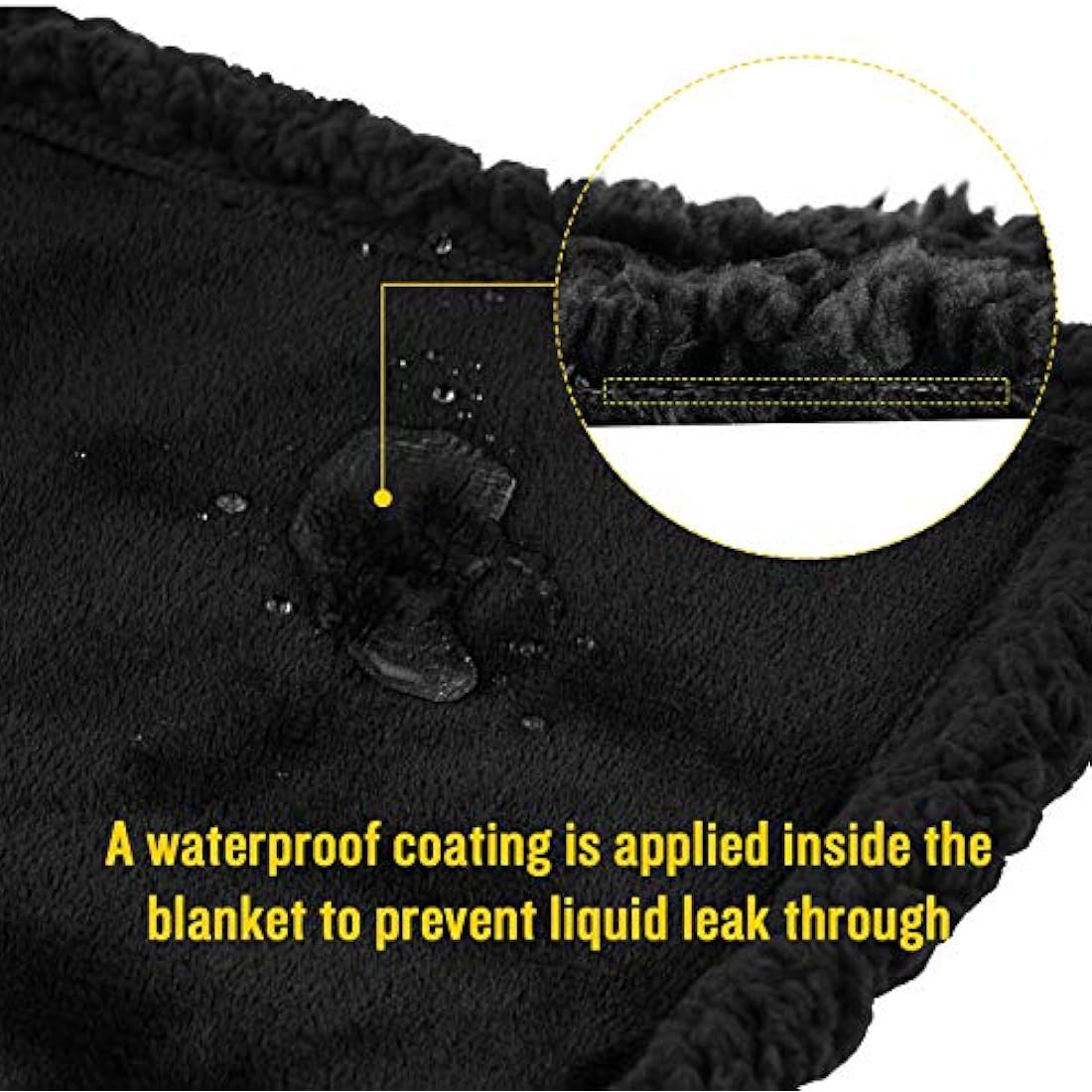 luciphia Waterproof Pet Blanket, Fluffy, Double Layer, Compact, Dog Blanket, Cat Puppy, Black, XL (145 x 216 cm)