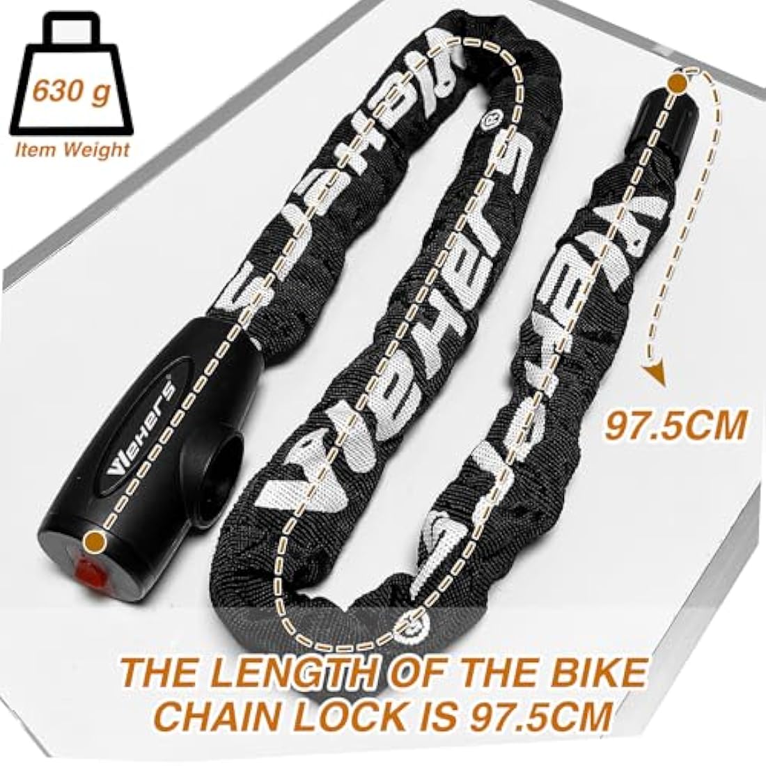 Bike Lock, Bicycle Lock Thick Heavy Duty Anti-Theft Bike Chain Lock High Security Cycling Lock with 2 Keys Suitable for Scooters, Mountain Bikes, Motorbikes, Door, Gate, Fence