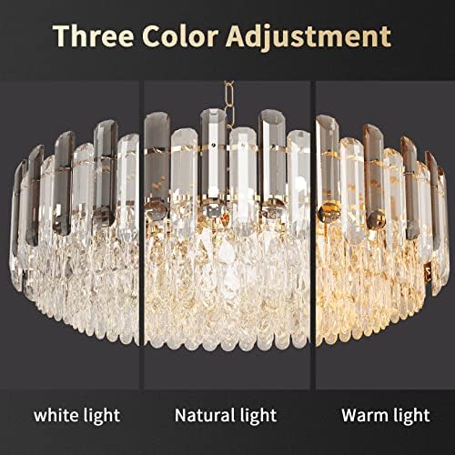 Modern Luxury Round Crystal Chandelier: 40cm 3-Tiers Ceiling Hanging Pendant Light with 6 Bulbs - Contemporary Lighting Fixture Lamp for Kitchen Island Bedroom Transparent Grey
