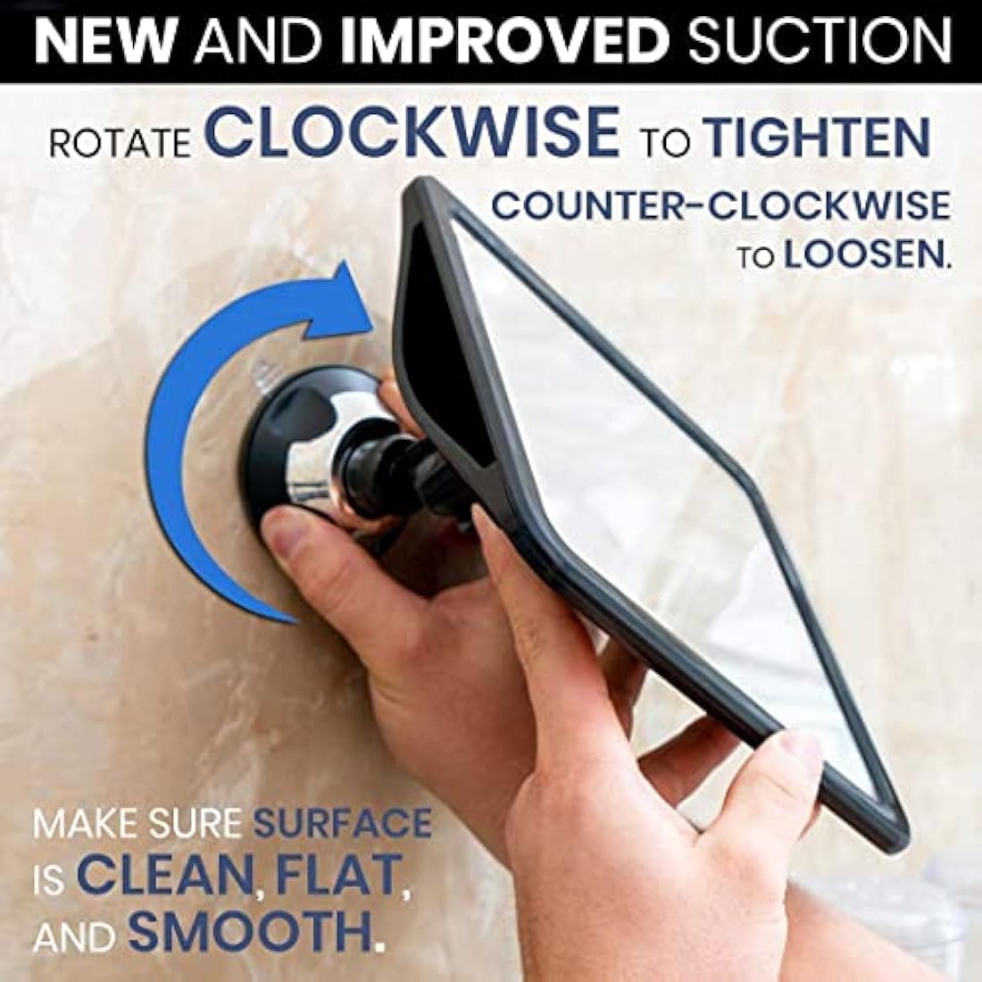 MIRRORVANA Fogless Shower Mirror for Shaving with Upgraded Suction Cup, Dual Anti Fog Design, Shatterproof Surface & 360° Swivel - Large Anti Mist Bath Mirror - 20cm x 18cm