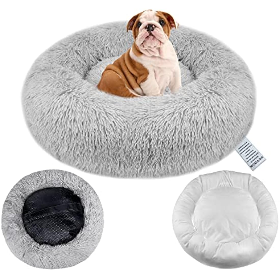 Moistu Calming Dog Bed with Removable Cover: Washable Donut Anti Anxiety Dog Beds - Soft Round Cuddler Cat Bed - Fluffy Plush Comfy Warm Puppy Pet Bed with Zip