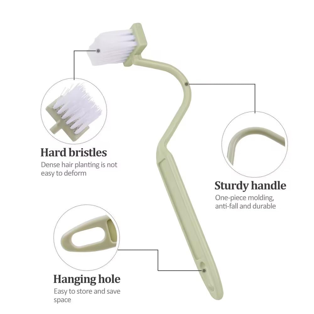 3Pcs Toilet Brushes Small Curved, Plastic Toilet Cleaning Brush, Rim Cleaner, Under Rim Toilet Scrubber with Transparent Adhesive Hooks for Bathroom