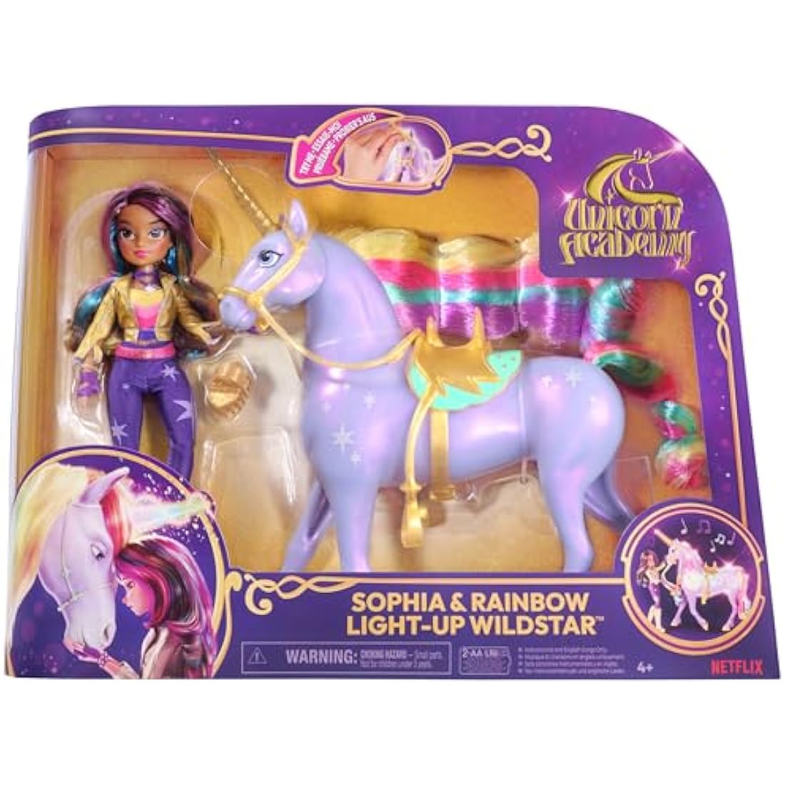 Unicorn Academy, Sophia & Interactive Rainbow Light-up Wildstar Unicorn Toy with Lights, Sounds and Music, Dolls and Unicorn Toys for Girls Aged 4 and up