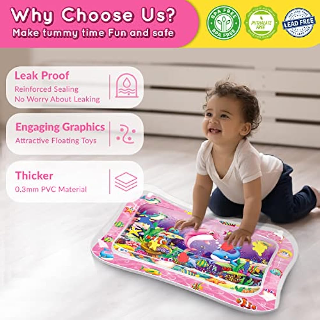 Infinno Tummy Time Mat Premium Baby Water Mat (Multicoloured)