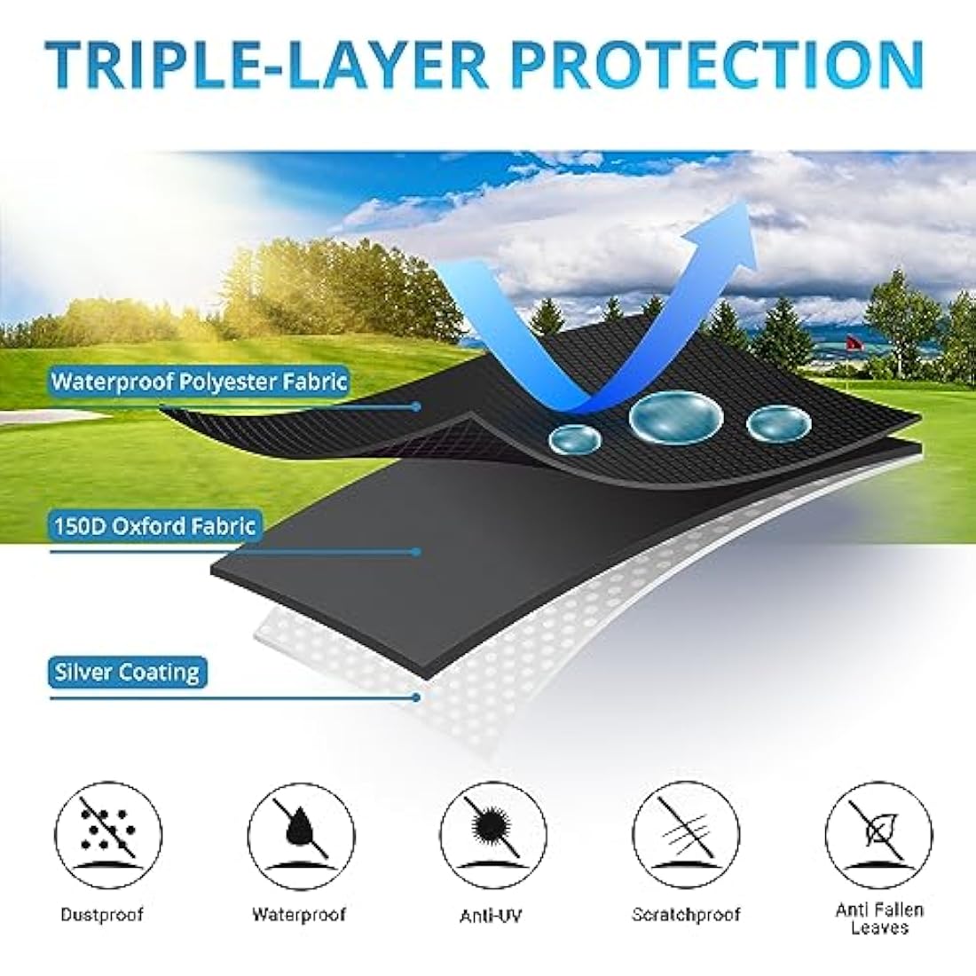 Velway Barbecue Cover Waterproof Grill Cover - Heavy Duty 210D Oxford Fabric Outdoor BBQ Cover UV protection Dust-Proof Windproof Weatherproof Durable with Storage Bag Black 117x66x117cm
