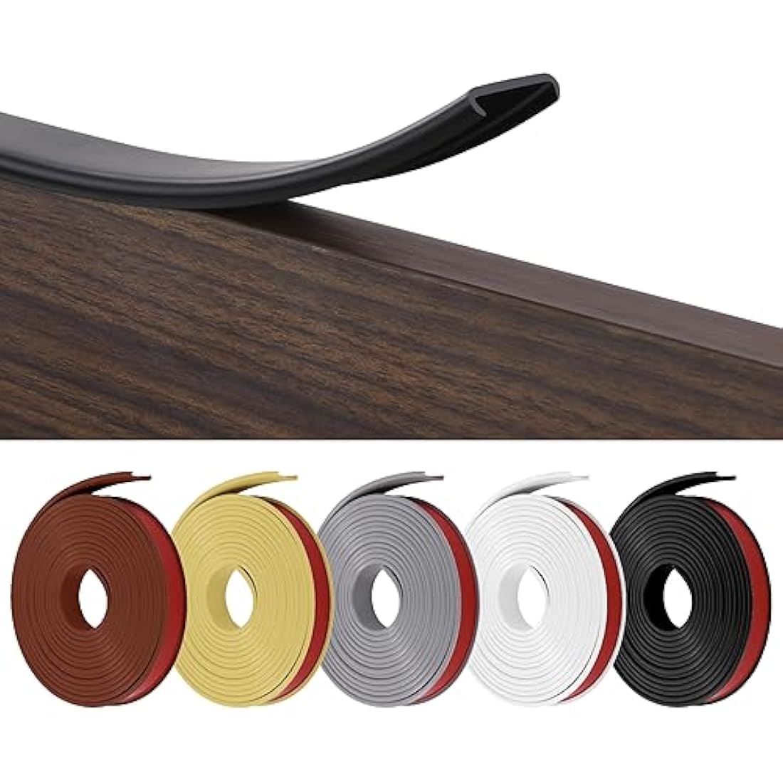flintronic 5m*18mm U-Shape Flexible Furniture Edge Banding, Baby Safty Baby Edge Protector, Self Adhesive TPE Wood Edging Tape, DIY Furniture Edge Trim for Table, Cabinet, Furniture Restoration