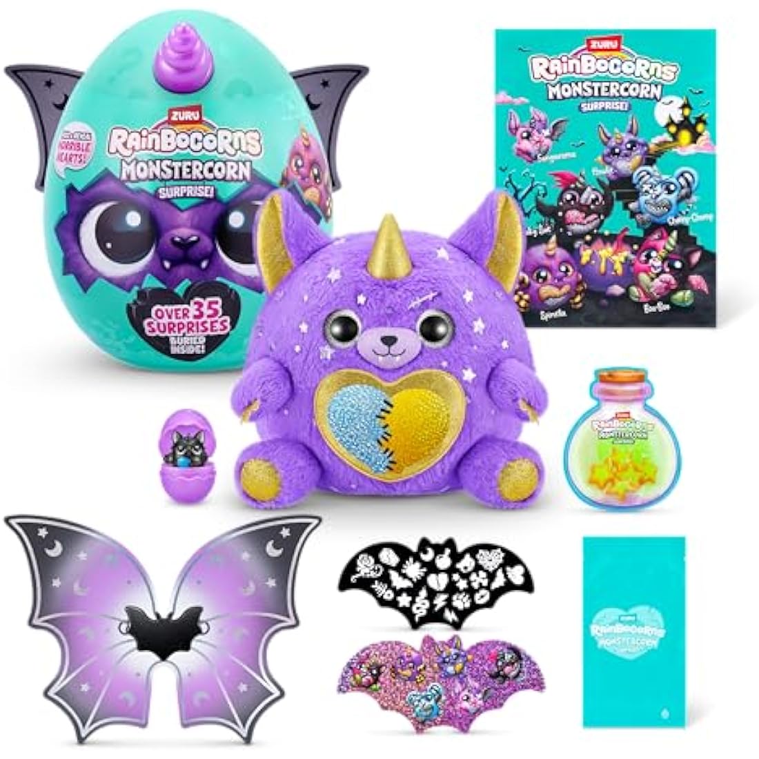 Rainbocorns ZURU Monstercorn Surprise, Werewolf, by ZURU Surprise Unboxing Soft Toy, Fantasy Monster Gifts for Girls, Imaginary Play with Wearable Accessories (Werewolf)