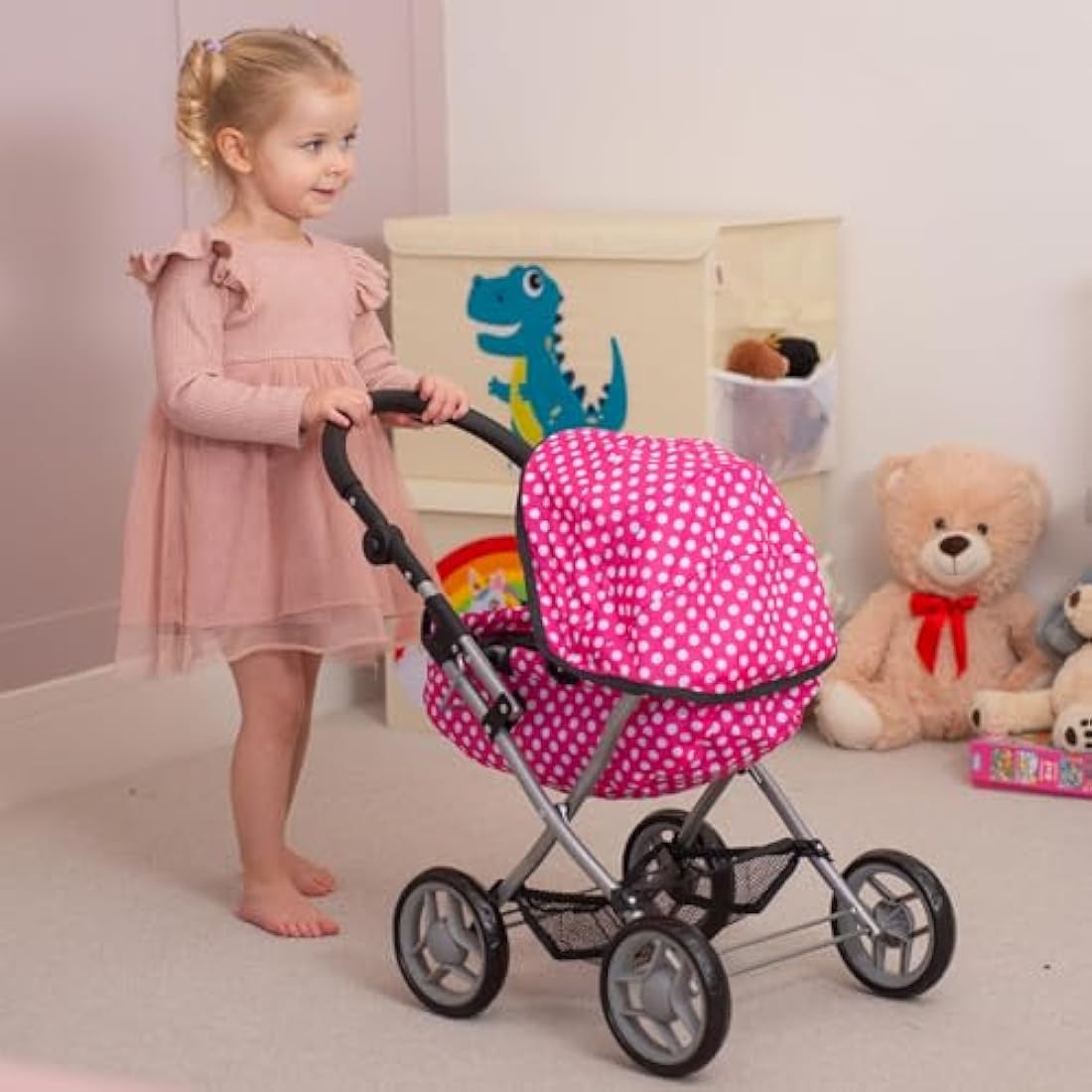 Molly Dolly My First Dolls Pram - Adjustable Toy Pram for Girls Age 2-5 Year Old - Baby Doll Pram - Dolls Toy Pushchair Stroller