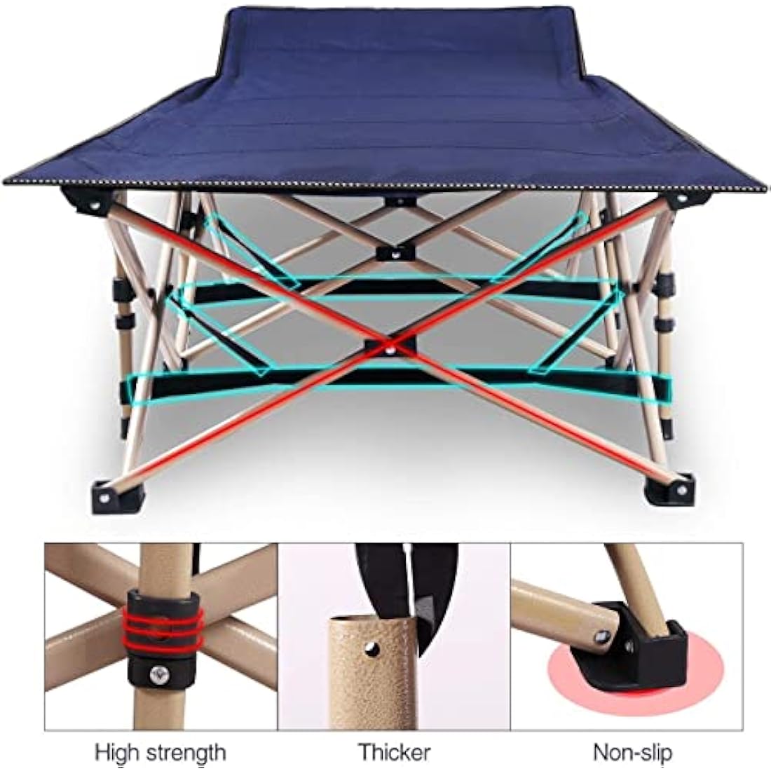 REDCAMP Folding Camping Beds for adults with Soft Mattress, Heavy Duty Sturdy 28" Extra Wide Camp Bed, Stronge Thicker Tubes Sleeping Cot Outdoor Travel Office