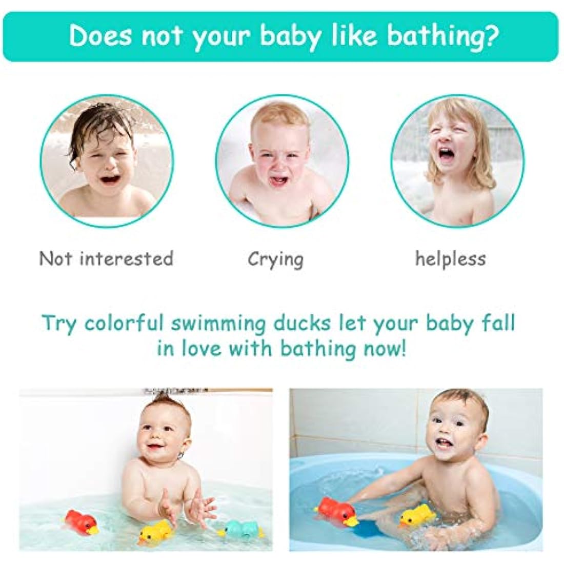 BelleStyle Baby Bath Toys, Bathtub Toys, Wind Up Paddling Pool Toys Set, Floating Swimming Ducks for Boys Girls 1 2 3 Years Old, Baby Shower Bathtime Fun Water Toys Pack of 3