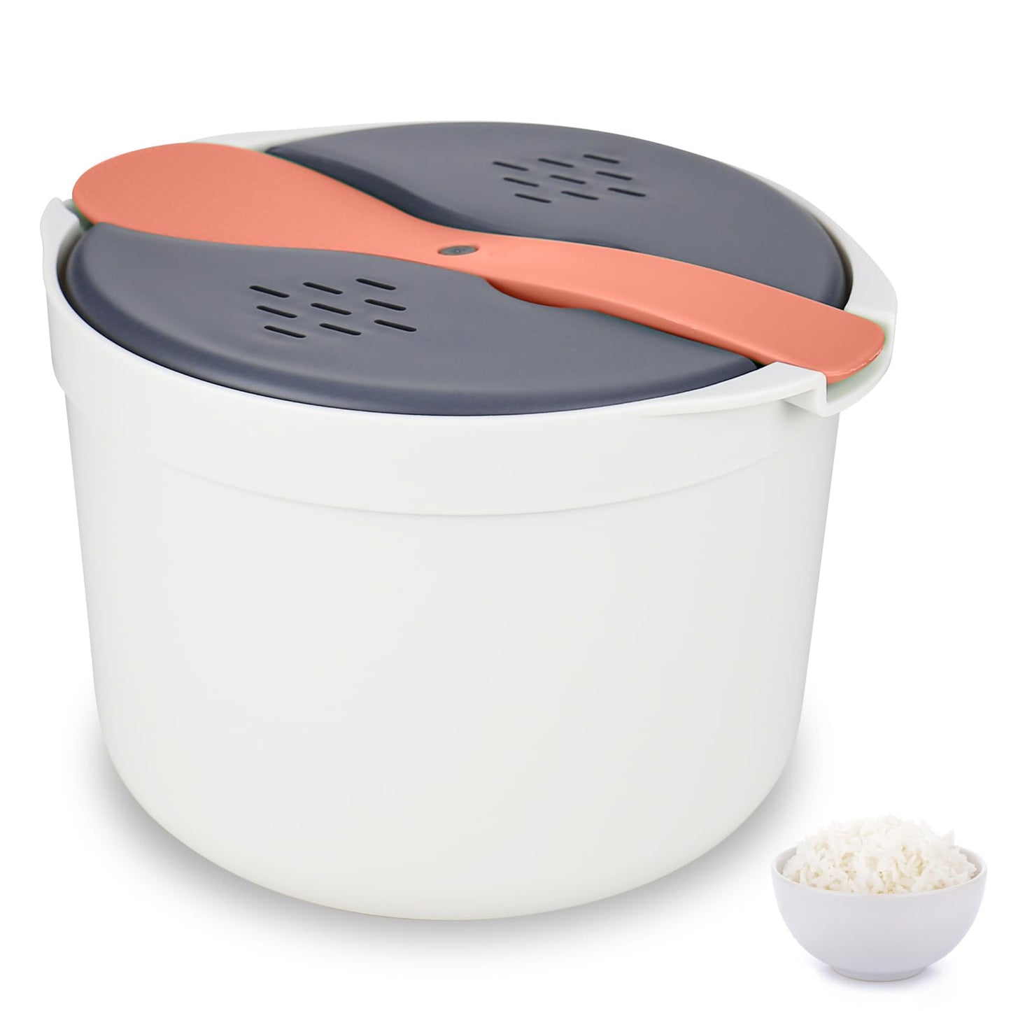RUCUDIM Microwave Rice Cooker 2L Microwave Steamer Set Household Microwave Rice Steamer Non Stick Rice and Pasta Cooker High Temperature Resistant