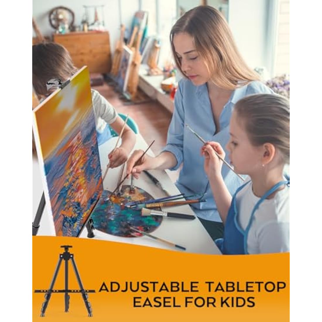 Nicpro 2 Pack Artist Easel Stand, Adjustable Height 17" to 63" Aluminum Metal Tripod Easel for Table Top & Floor, Painting Easel for Display, Posters, Signs Artwork & Trade Exhibitions with Bag(Black)