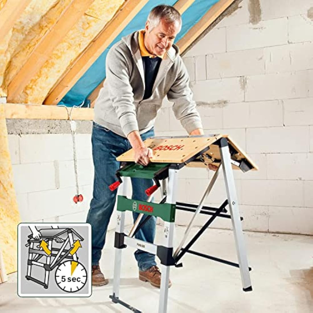 Bosch Work Bench PWB 600 (4 blade clamps, max. load capacity: 200 kg, in Carton Packaging)