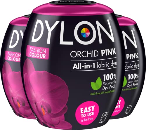 DYLON New, Colour of the Year, Washing Machine Fabric Dye Pod for Clothes & Soft Furnishings - Orchid Pink - Pack of 3