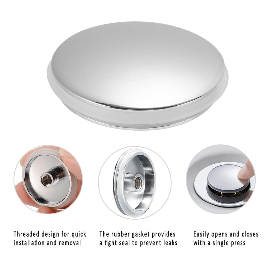 Pop Up Bathroom Sink 35mm Push Button Click Clack Plug Wash Basin Sink Tap Waste Bath Kitchen Drain Stopper Pop Up Plug Replacement Suitable for