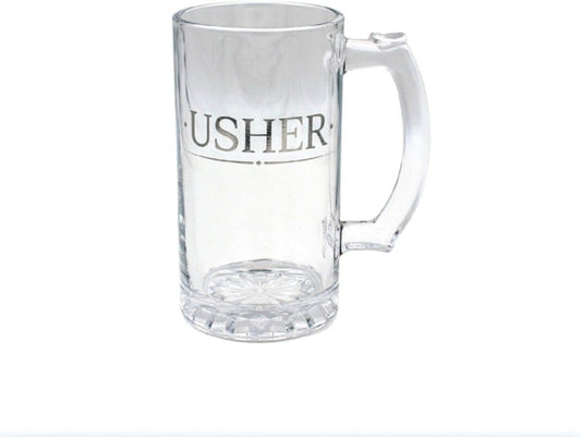 "Usher" Grooms Men Theme Wedding Favour Tankard / Pint Glass with Presentation Box