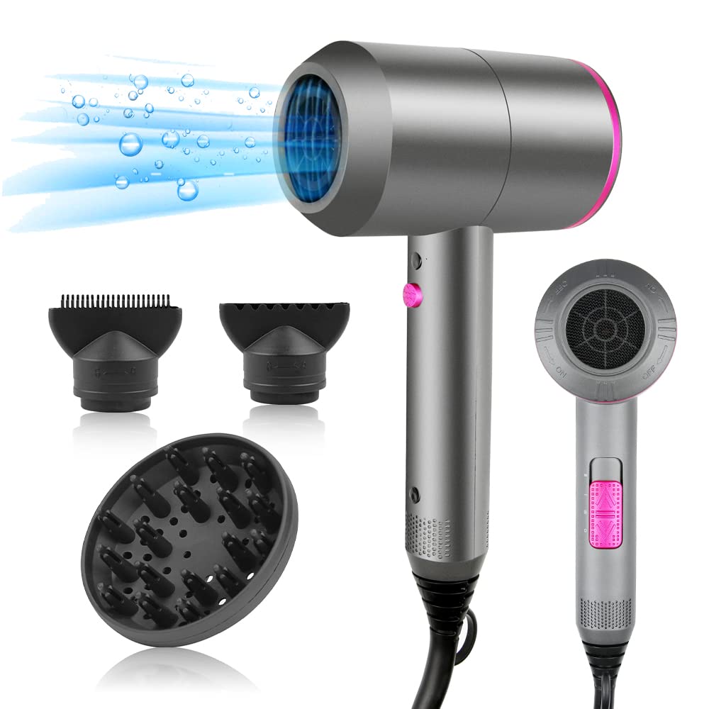 CASAMAA Professional Ionic Hair Dryer Powerful AC Motor Quick Drying with 2 Speed 3 Heat Setting, Cool Shot Button with 1 Diffuser & 2 Concentrator,