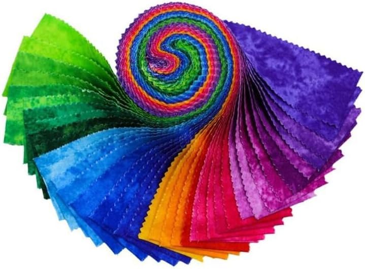 CraftsFabrics 20pcs Jelly roll Fabric for Quilting 2.5 inch (Rainbow Smudge) | Fabric Roll | Rainbow Jellies | 2.5'' x 44''