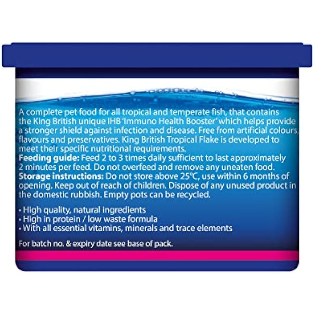 King British | Tropical Fish Flake With Immuno Health Booster | Complete Food for Tropical Fish | Helps Prevent Infection and Disease | High Protein Content | Includes Essential Vitamins | 28g