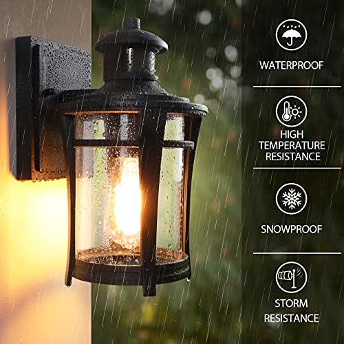 Lamomo Outdoor Wall Lights, Security Motion Sensor Lights Outdoor with Bulb, Waterproof Aluminum Dusk Till Dawn Outside Lights, 3 Lighting Modes Wall Lantern Sconce with Sensor for Garden Doorway