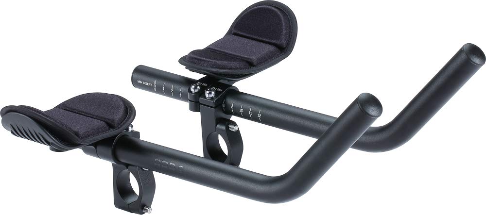 BBB Cycling AeroMax Aluminium Tri Bars | J-bend Aerobars for Road Bikes | Multi-adjustable PU Arm Pads | Compatible with 25.4/31.8 mm Bike Handlebars