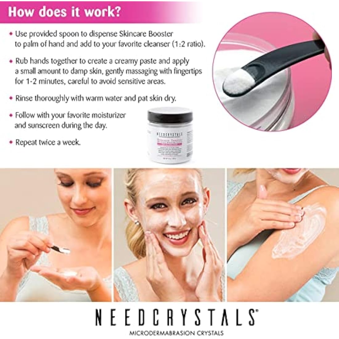 NeedCrystals Microdermabrasion Crystals, DIY Face Scrub. Natural Facial Exfoliator for Dull or Dry Skin Improves Scars, Blackheads, Pore Size, Wrinkles, Blemishes & Skin Texture. 113 Grams