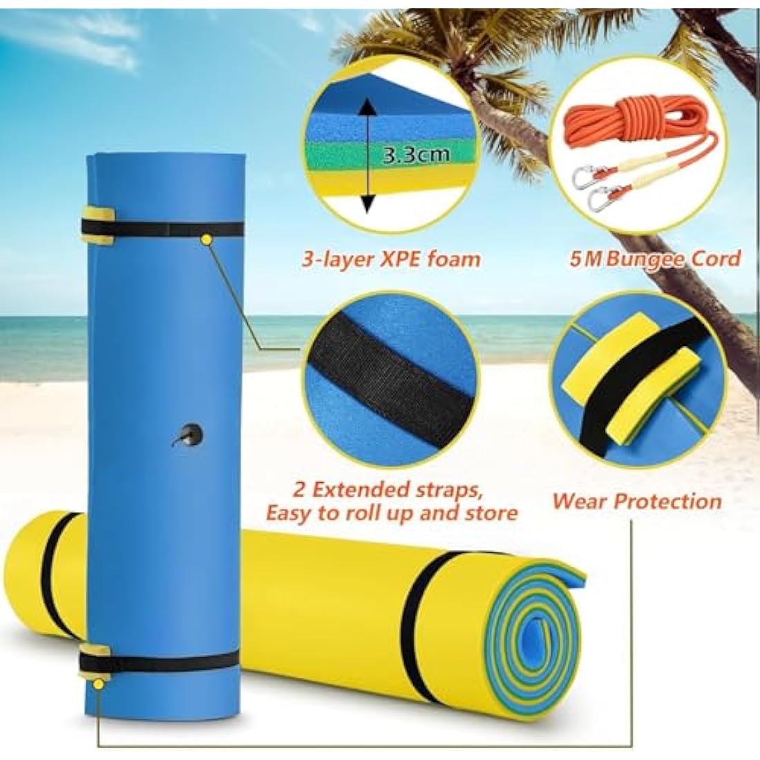 CTSC Floating Mat - Floating Island - 3-Layer Floating Water Mat, Water Trampoline for Kids and Adults, Tear-Resistant XPE Foam Mat for Lake Beach Ocean Pool