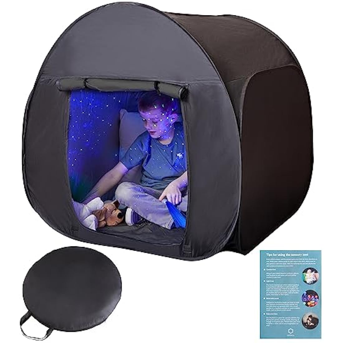 Sensory Tent | Calm Down Tent For Children To Play And Relax | Sensory Corner | Helps With Autism, SPD, Anxiety & Improve Focus | Black Out Sensory Tents For Autistic Children (90 Cm)