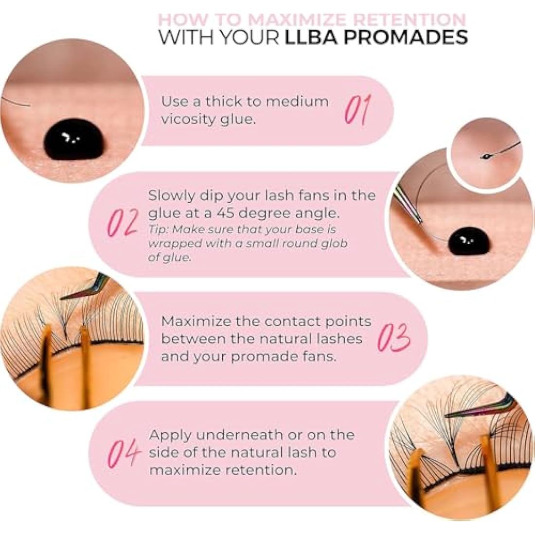 LLBA Promade Mix Fans | Handmade Volume Eyelashes | Multi Selections From 5D To 12D | C CC D Curl | Thickness 0.03~0.1 mm | 9-18mm Length | Long Lasting | Easy Application (8D-0.05 C, 9-10-11mm)