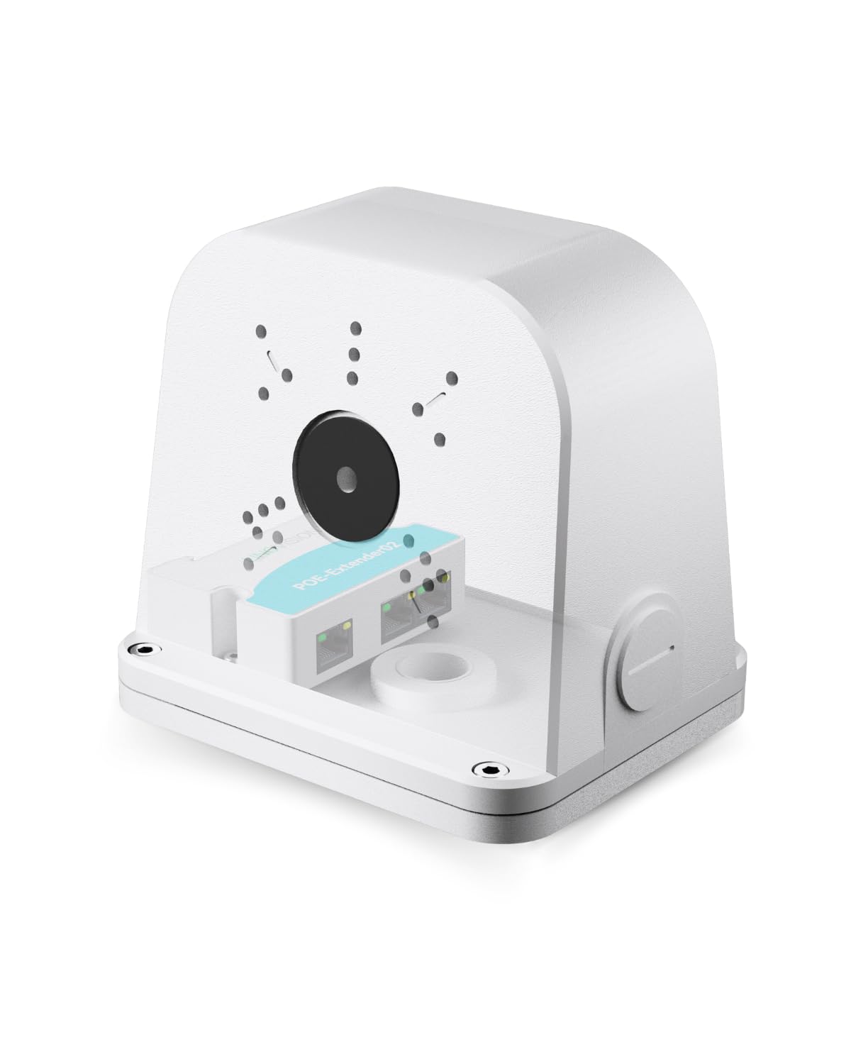 LINOVISION 2 Port Outdoor PoE Extender with Universal Mount Box for Two IP Cameras, Power via Ethernet Cable