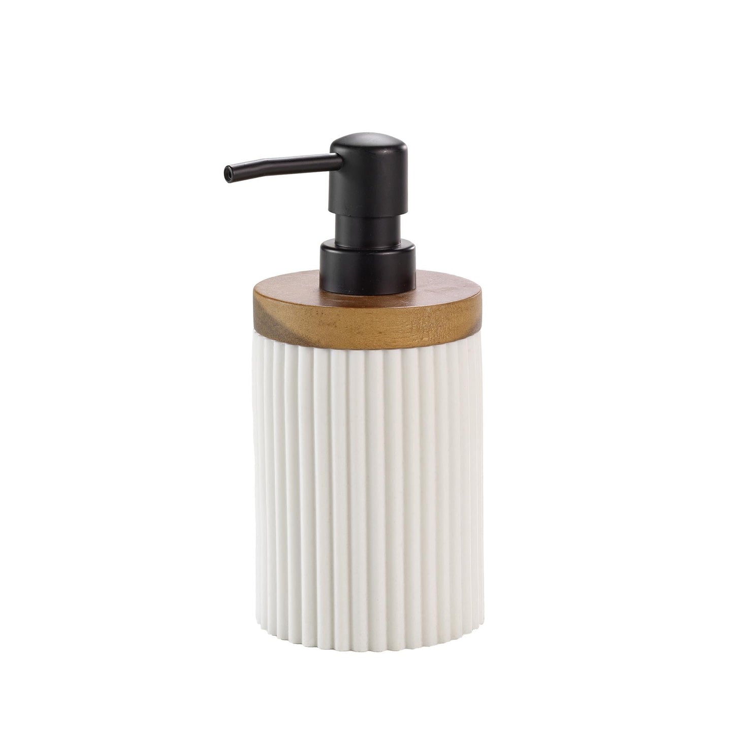 Douceur d'Int?rieur Niagara Soap Dispenser Diameter 8 x 17 cm, White, Polyresin and Acacia