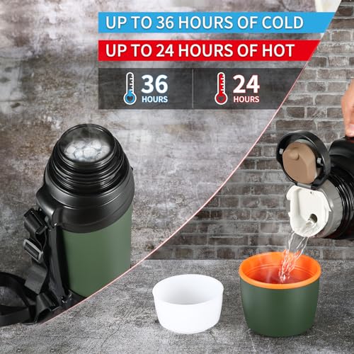 Olerd Large Flask - 2.5l Stainless Steel Insulated Bottle for Travel with BPA Free Cup - Oversized Vacuum Bottle