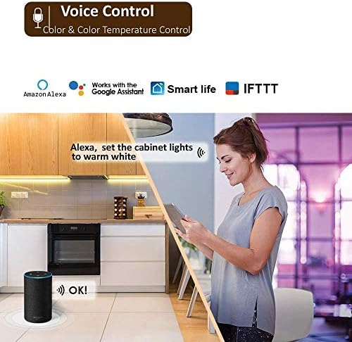 Smart LED Under Cabinet Lights Work with Alexa Siri Echo Google, Under Cabinet Lighting Warm to Cool White Strip, App or Voice Control 3 Lights Bar Kit for Kitchen Unit Light, Shelf, Counter Cupboard