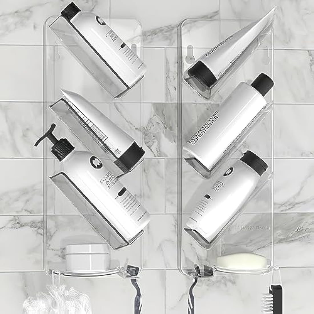 As Seen on Dragons Den, No Suction Cups & No Screws, Easy-Clean, Rust Proof Shower Caddy and Bath Organiser Shelf