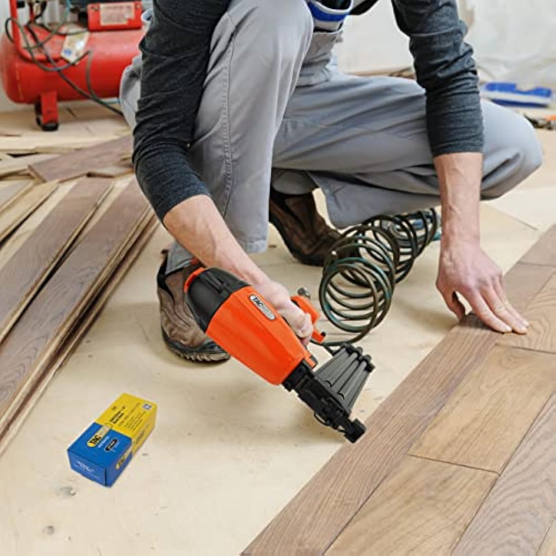 TACWISE 1716 DGN50V Air Brad Nail Gun with 1000 Nails, Uses Type 180 (18G) Nails, 20-50mm, Orange