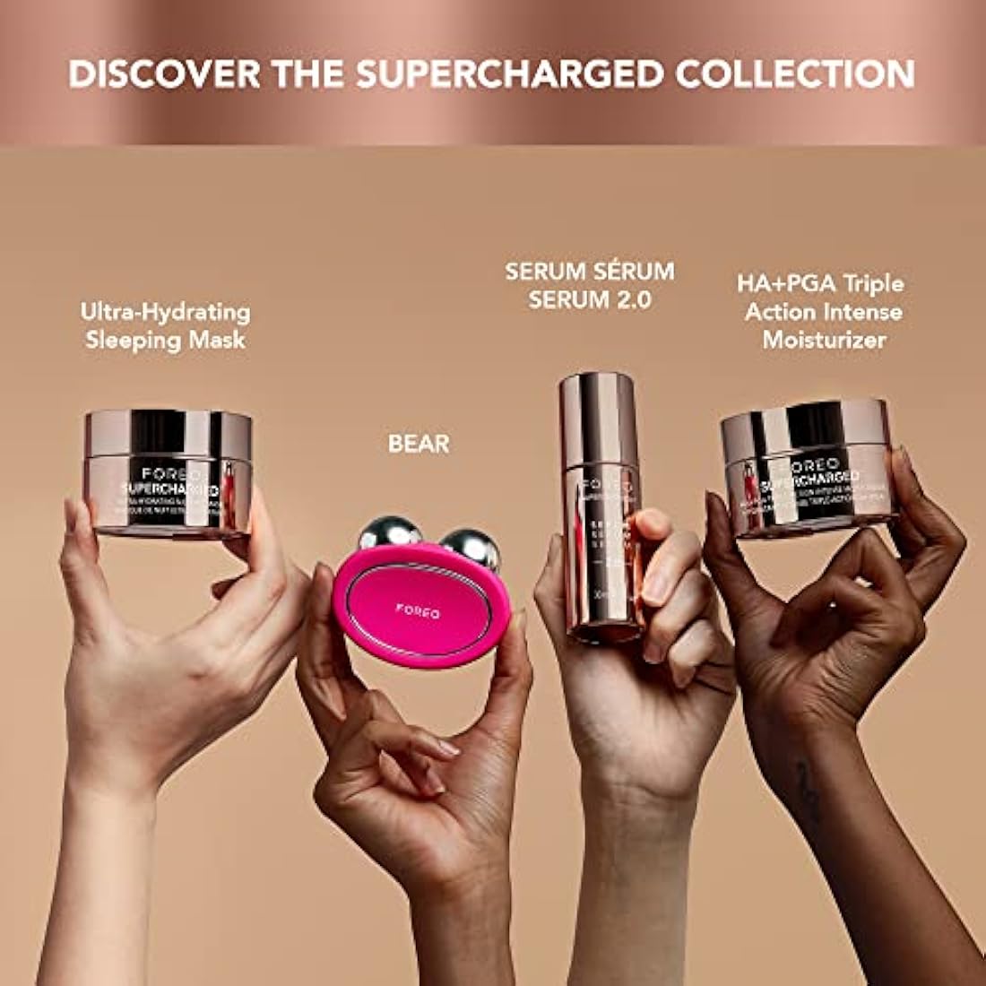 FOREO SUPERCHARGED HA+PGA Triple Action Intense Face Moisturiser - Wrinkle Day Cream for Face - Hyaluronic Acid & Squalane - Vegan - Cruelty & Gluten Free - Clean Skincare - 50ml