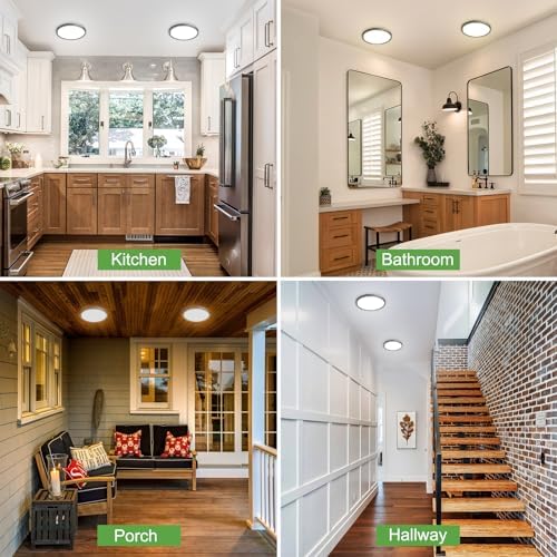 zemty [4 Pack 15W 1800LM LED Ceiling Light, Bathroom Lights Ceiling 3000K/4000K/6500K, 18cm IP44 Waterproof Ultra Thin Round Black Flush Ceiling Light for Living Room,Bedroom,Kitchen,Toilet